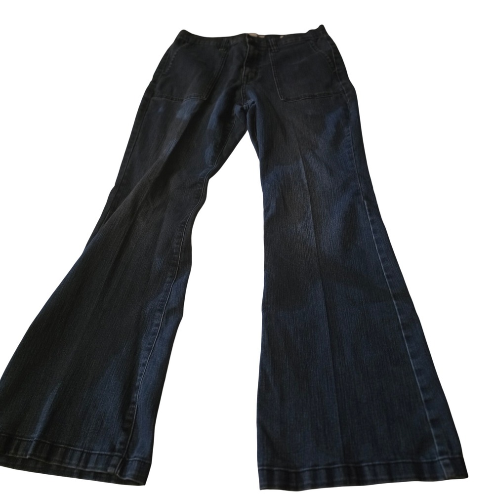Nine West Jeans Womens Dark Wash Bootcut High Rise Patch Pocket Denim Size 10
